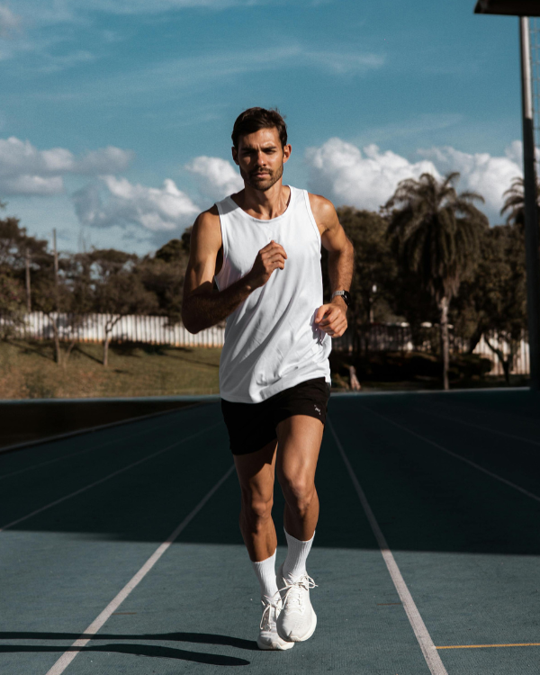 Athlete running on a track